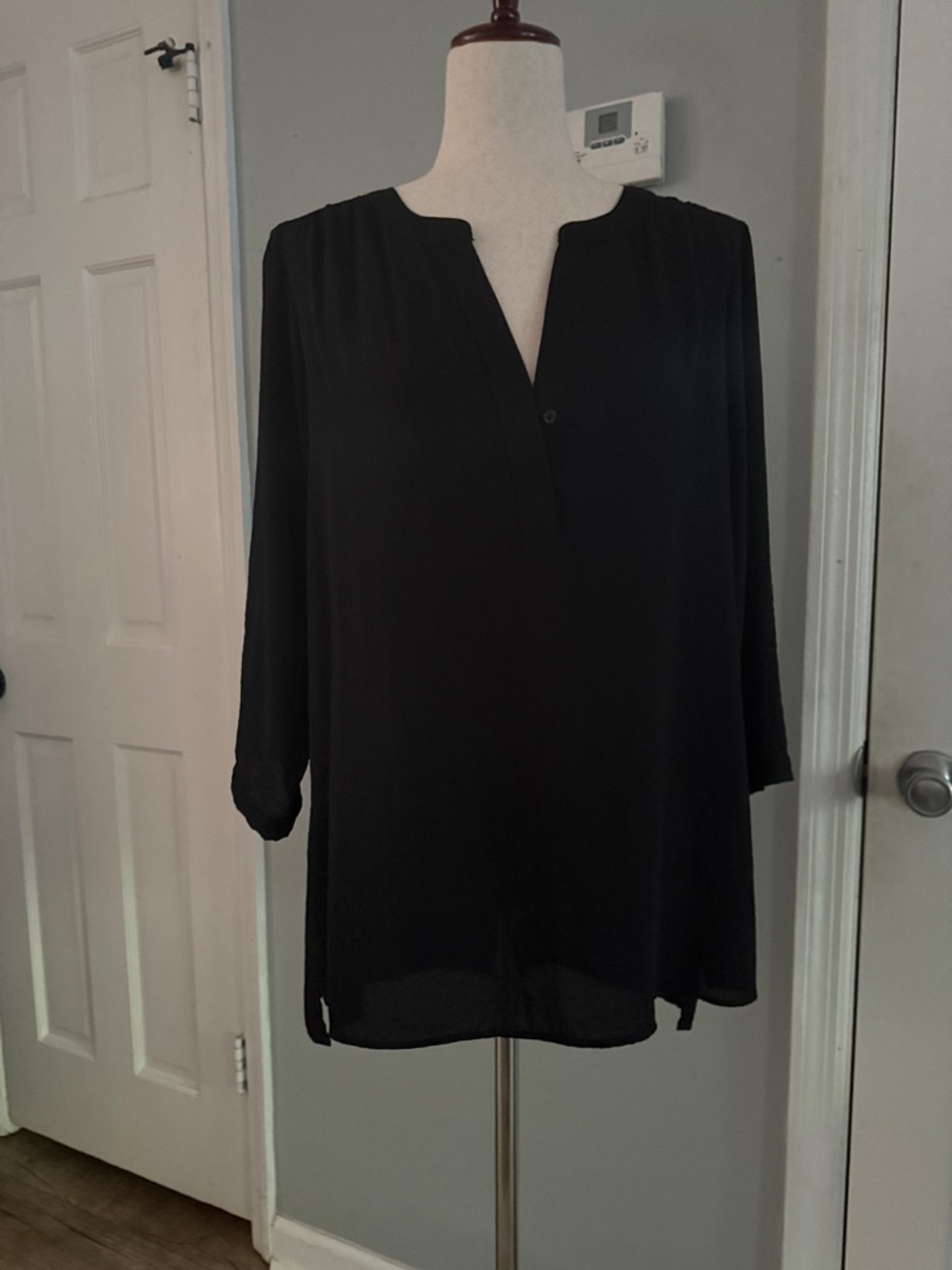 a.n.a Black V-Neck Tunic Top